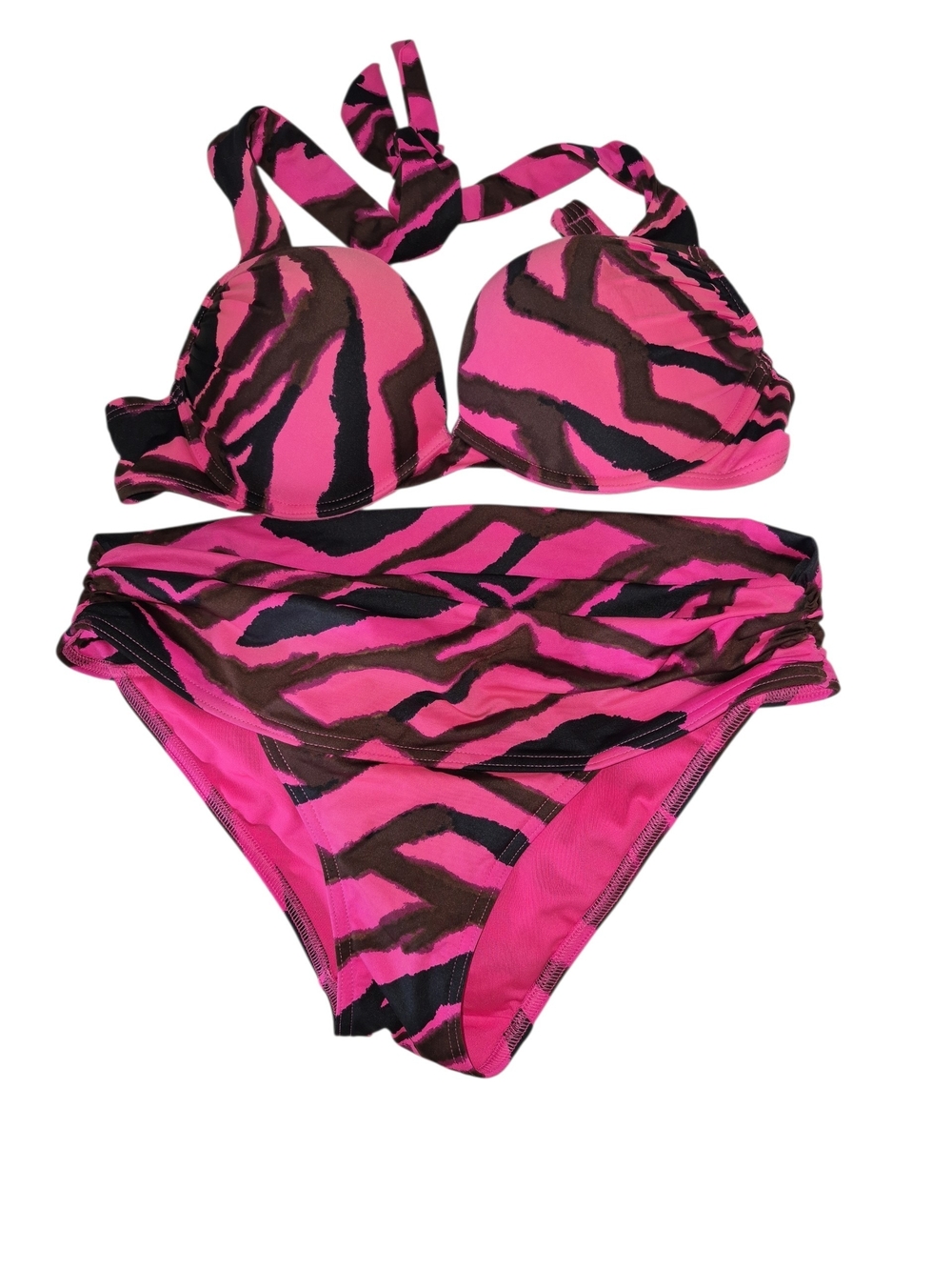 Victoria's Secret Hot Pink and Black Zebra Print Push Up Bombshell Bikini 32a